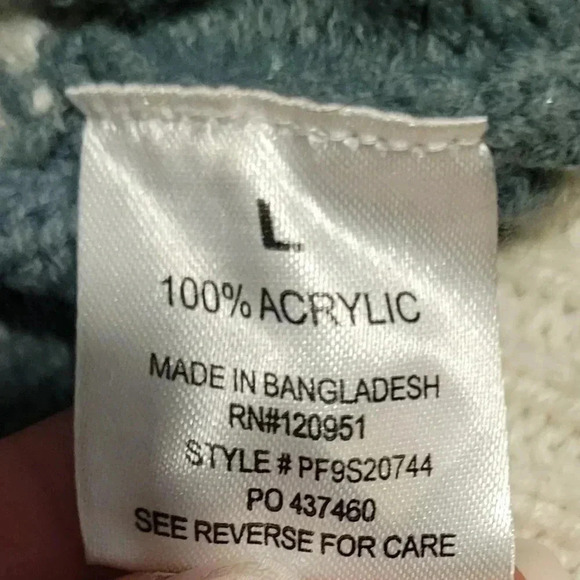 Pink Rose, Striped cropped knit sweater, sage, ivory & gray, womens size LG - Picture 7 of 9